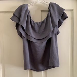 Express Gray off the shoulder ruffle blouse